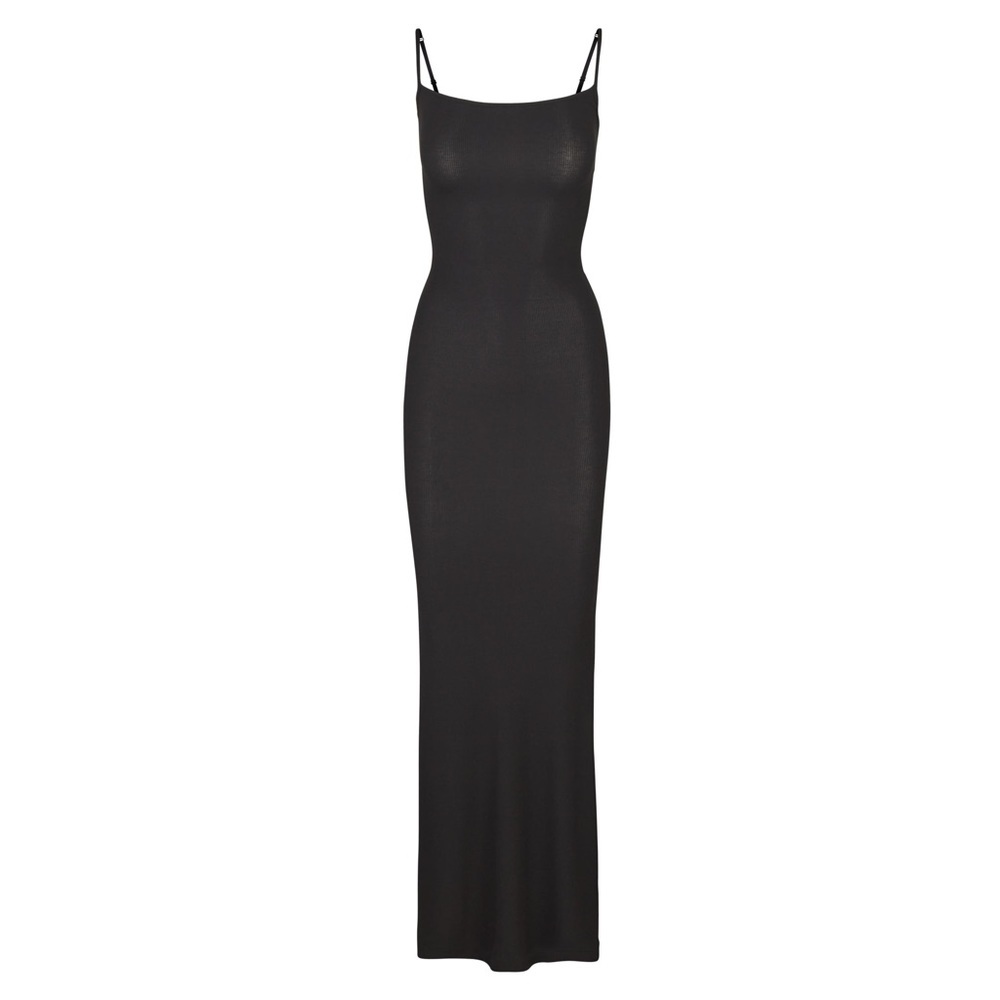 SKIMS Black Slim Slip Maxi Dress